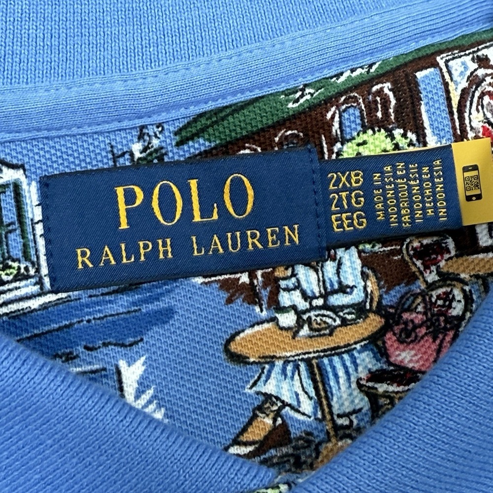 Polo Ralph‎ Lauren Men's Big & Tall Polo Bear Mesh Polo Shirt Blue Size 2XB NEW - Picture 3 of 10